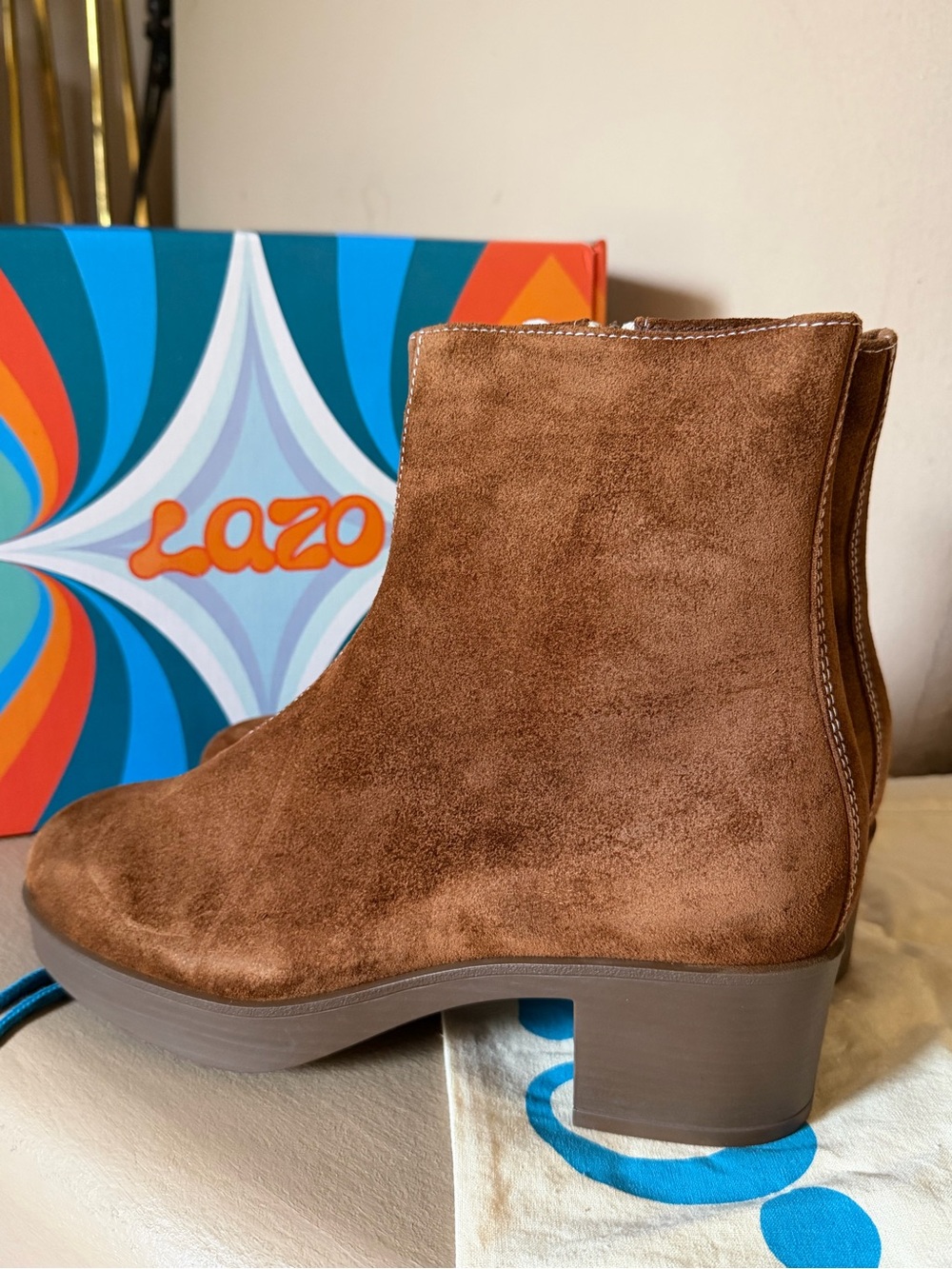 NWT, box and dust bag Lazo Brown Suede Platform Ankle Boots - Women - Picture 8 of 10